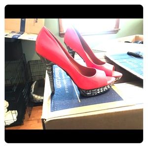 Hot pink high heels